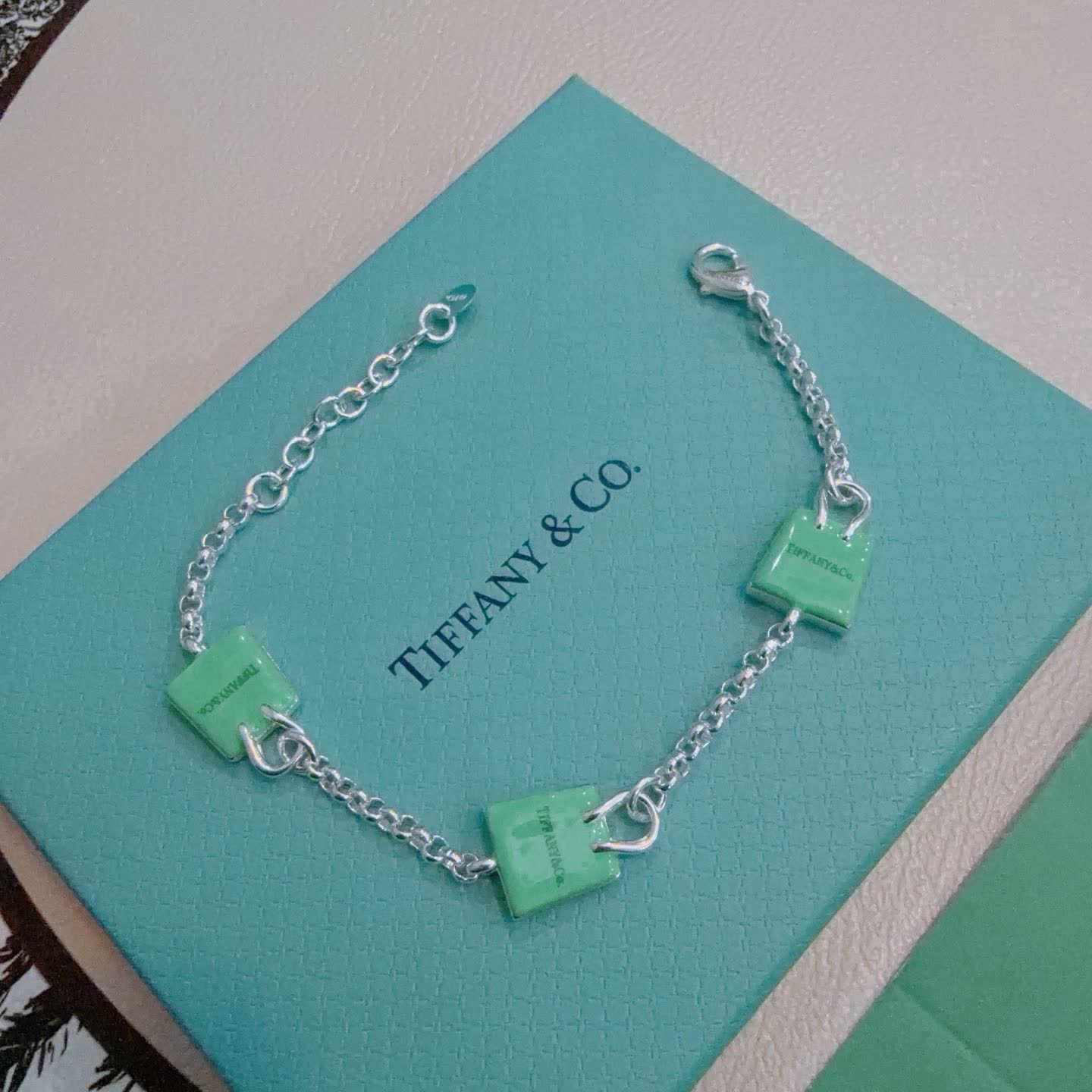 Tiffany & Co. Green Enamel Link Bracelet